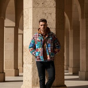 Men's Colorful Plaid Shirt Jacket